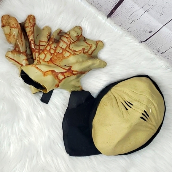 Latex Faceless Whole Head Mask with Gloves - Fabric Cowl Neck Hair Cover Unisex - Picture 8 of 9